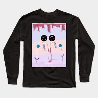 Kids and the Upside Down City Stick Figure Long Sleeve T-Shirt